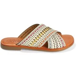 Amanda Flat Sandals -Fashion Accessories amanda flat sandals white multi 2