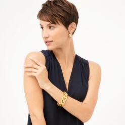 Apollo Post Hoop Earrings -Fashion Accessories apollo post hoop earrings brushed gold 1