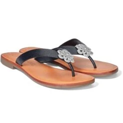 Aster Flower Thongs -Fashion Accessories aster flower thongs black 0