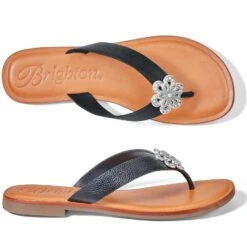 Aster Flower Thongs -Fashion Accessories aster flower thongs black 2