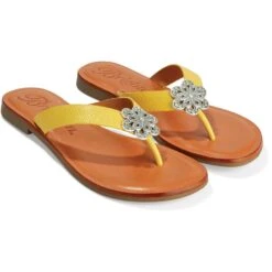 Aster Flower Thongs -Fashion Accessories aster flower thongs lemon 0