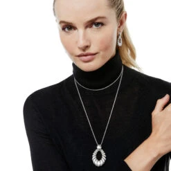 Athena Scalloped Convertible Necklace -Fashion Accessories athena scalloped convertible necklace silver 4