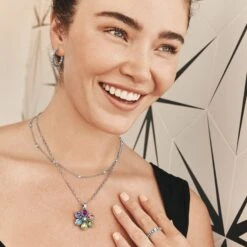 Bellissima Fiore Reversible Necklace -Fashion Accessories bellissima fiore reversible necklace silver multi 4