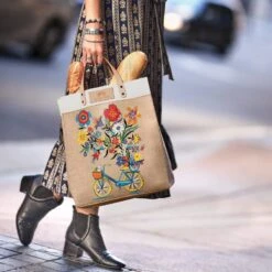 Bicycle Fun Burlap Tote -Fashion Accessories bicycle fun burlap tote multi 3 984cc9a6 bcc5 4c38 9000 d67e9b6ca13b