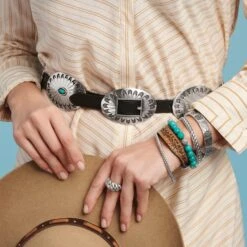 Blackbird Concho Belt -Fashion Accessories blackbird concho belt black turquoise 6