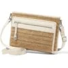 Brooklyn Straw Cross Body Organizer -Fashion Accessories brooklyn straw cross body organizer wheat white 0