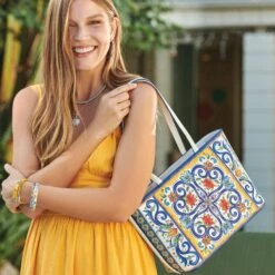 Carina Tote -Fashion Accessories carina tote white multi 4