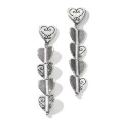 Cascading Hearts Drop Post Earrings -Fashion Accessories cascading hearts drop post earrings silver 1