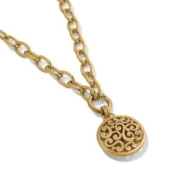 Contempo Medallion Charm Necklace -Fashion Accessories contempo medallion charm necklace gold 2