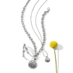 Contempo Medallion Charm Necklace -Fashion Accessories contempo medallion charm necklace silver 2