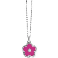 Dazzling Love Flower Necklace -Fashion Accessories dazzling love flower necklace silver fuchsia 0