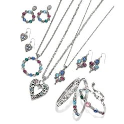 Elora Gems Large Heart Necklace -Fashion Accessories elora gems large heart necklace silver multi 2 c23a0b00 e6cd 4646 bc81 dee542593d6f