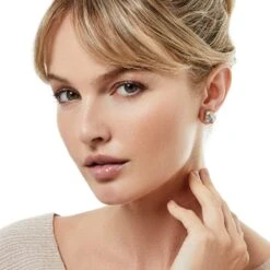 Entrata Square Post Earrings -Fashion Accessories entrata square post earrings silver gold 3