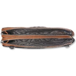 Ferrara Duet Zip Pouch -Fashion Accessories ferrara duet zip pouch black brown 1