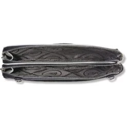 Ferrara Duet Zip Pouch -Fashion Accessories ferrara duet zip pouch black white 1