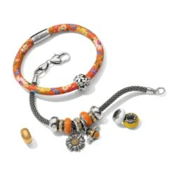 French Garden Flower Woodstock Bracelet -Fashion Accessories french garden flower woodstock bracelet orange 2