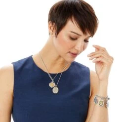 Guardian Angel Two-Tone Pendant Necklace -Fashion Accessories guardian angel two tone pendant necklace silver gold 3 6e1ef035 865f 4db3 80af 2d74e31a7360