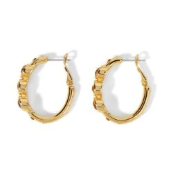 Halo Glow Trio Hoop Earrings -Fashion Accessories halo glow trio hoop earrings gold 2