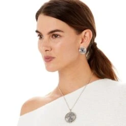 Halo Rays Round Pendant Necklace -Fashion Accessories halo rays round pendant necklace silver tanzanite 3 8d303009 6ada 465c a114 5d9f2f325dd0