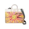 Happy Sunshine East West Burlap Tote 2 Happy Sunshine East West Burlap Tote -Fashion Accessories happy sunshine east west burlap tote multi 0