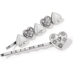 Hearts Ablaze Bobby Pins -Fashion Accessories hearts ablaze bobby pins silver 2