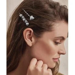 Hearts Ablaze Bobby Pins -Fashion Accessories hearts ablaze bobby pins silver 3