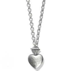 Inner Circle Heart Toggle Necklace -Fashion Accessories inner circle heart toggle necklace silver 0