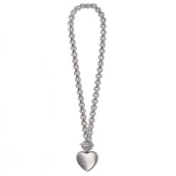 Inner Circle Heart Toggle Necklace -Fashion Accessories inner circle heart toggle necklace silver 1