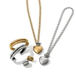 Inner Circle Heart Toggle Necklace -Fashion Accessories inner circle heart toggle necklace silver 3