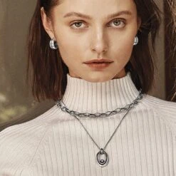 Interlok Twist Necklace -Fashion Accessories interlok twist necklace silver 3