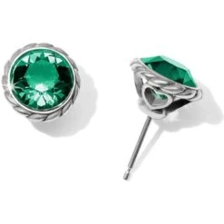 Iris Stud Earrings -Fashion Accessories iris stud earrings silver emerald 0