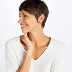 Iris Stud Earrings -Fashion Accessories iris stud earrings silver tanzanite 1