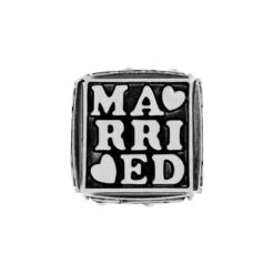 Just Married Cube Bead -Fashion Accessories just married cube bead silver 3 b72ed13b 579a 44ca b0e1 b7eba615bb2a