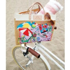 Life Is A Beach East West Burlap Tote -Fashion Accessories life is a beach east west burlap tote multi 3