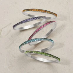 Light Hearted Crystal Bangle -Fashion Accessories light hearted crystal bangle silver topaz 2