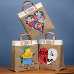Main Squeeze Burlap Tote -Fashion Accessories main squeeze burlap tote multi 3 68b35cb0 dff1 4e84 8966 e1f2f7219884