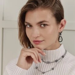 Meridian Eclipse Station Necklace -Fashion Accessories meridian eclipse station necklace silver black 3 ae16cde2 6611 41db 8453 8830a17f7572