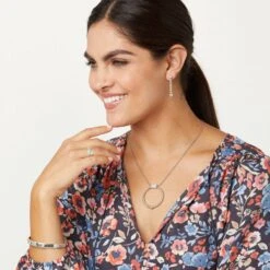 Meridian Petite Station Bangle -Fashion Accessories meridian petite station bangle silver 2 934ea8d9 c21a 4bf2 a1e9 864e79d82fc2