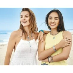 Mosaic Motif Tile Necklace -Fashion Accessories mosaic motif tile necklace silver turquoise 3