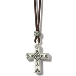 Mosaic Paseo Leather Cross Necklace