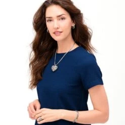 Neptune's Rings Convertible Reversible Heart Necklace -Fashion Accessories neptune s rings convertible reversible heart necklace silver 5