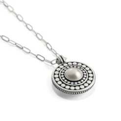 Pebble Dot Pearl Reversible Necklace -Fashion Accessories pebble dot pearl reversible necklace silver pearl 3