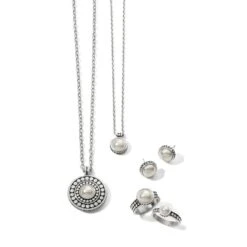 Pebble Dot Pearl Reversible Necklace -Fashion Accessories pebble dot pearl reversible necklace silver pearl 4