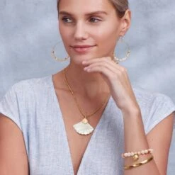 Sunset Cove Hoop Earrings -Fashion Accessories sunset cove hoop earrings gold pink 2