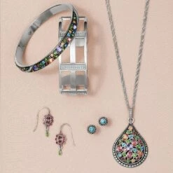 Trust Your Journey Narrow Bangle -Fashion Accessories trust your journey narrow bangle silver multi 2 c4657551 9616 4bc3 ad02 c8c5b92f15ad