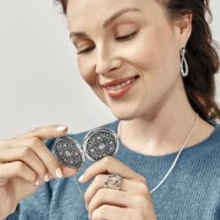 Vita Long Locket Necklace -Fashion Accessories vita long locket necklace silver 4